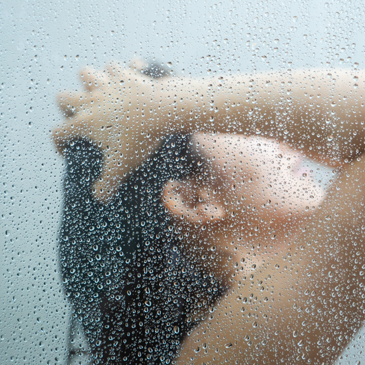 Cecile's Shower Ritual, woman in misty shower