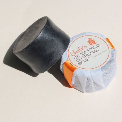 Cedile's Detoxifying Charcoal Soap with organic shea butter, olive oil and coconut oil