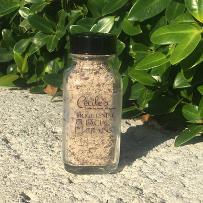 Bottle of Cecile's facial brightening grains