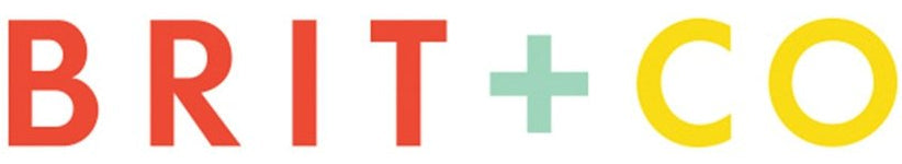 BRIT + CO logo with red, green, and yellow text on a white background
