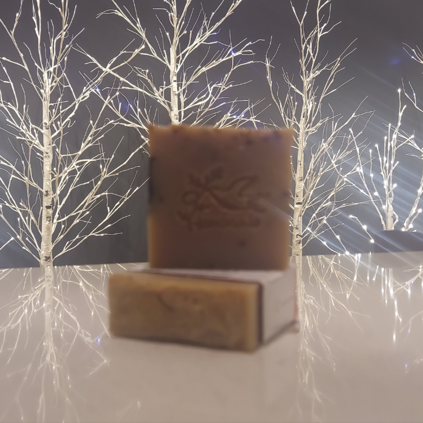 Organic Banana and plantain soap with evening primrose oil, organic Shea Butter and olive oil. Many by hand with care from ceciles bath and body. 