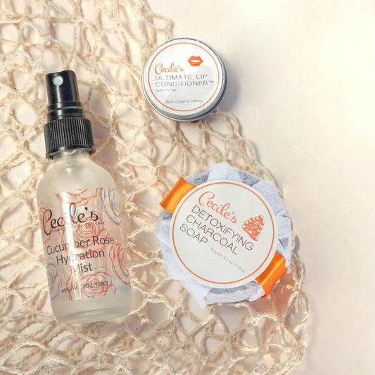 Cecile's Bath & Body Daily Essential Kit for soft, hydrated skin and lips.