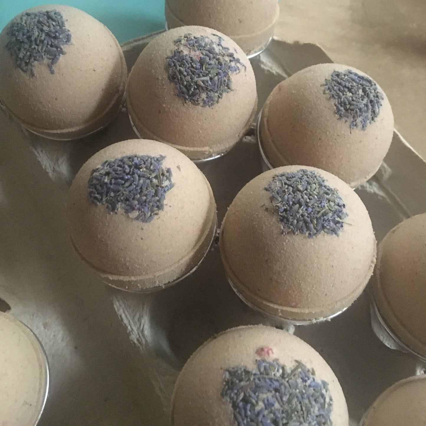 Cecile's Luxury Bath Bombs with vanilla bean, coconut milk, french green clay, lavender, infusion